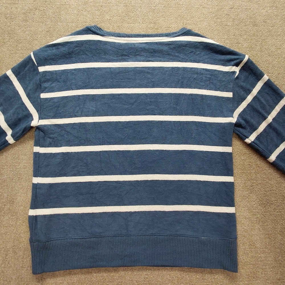 Sonoma Boat Neck Blue Stripe Sweater Pullover Women L Knit Long Sleeve Coastal - Picture 8 of 12